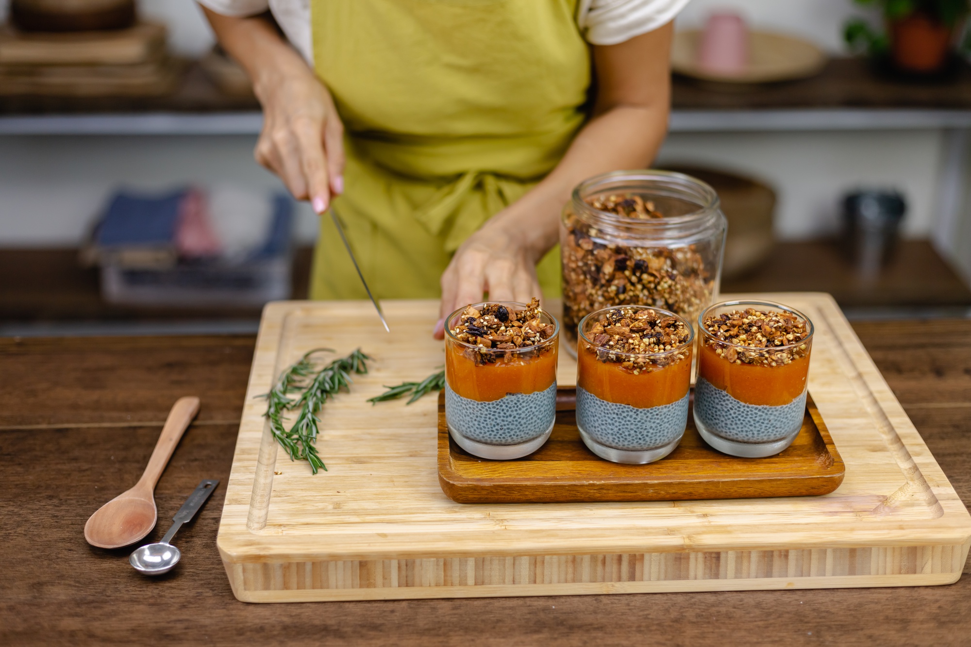 Detailed mise en place with labeled ingredients